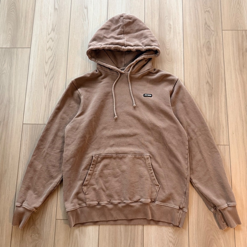 Joah Brown Oversized Hoodie Womens One Size Brown Sun Faded Logo Patch Pullover
